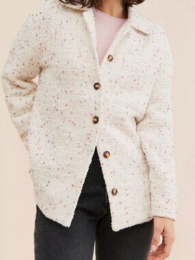 Favorite Daughter Women's White Talullah Tweed Shirt Jacket Size XS
